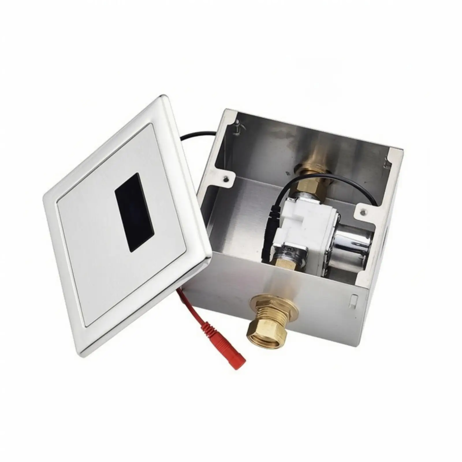 Automatic Urinal Flush Valve Infrared Sensor Stainless Steel Square Concealed Flushing Mechanism Touchless Operation for