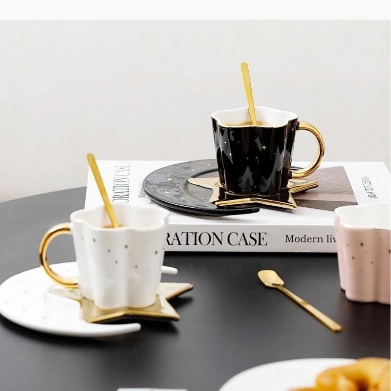Star Moon Water Cafe Afternoon Tea Latte Coffee Set Office Ceramic Mug Modern Home Milk Gift