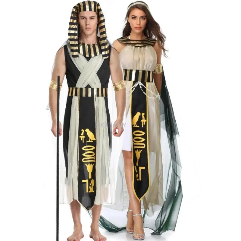 2024 Egyptian Queen Costume Egypt Pharaoh Couple's Clothes Cleopatra Pharaoh Halloween Costumes Myth Goddess Cosplay Party Dress