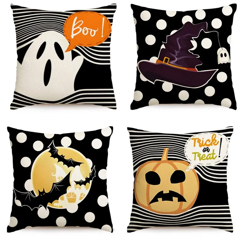 

Halloween Decor-Throw Pillow Covers 45x45cm Set of 4,Pillow Case for Couch Fall Christmas Holiday Party Decoration