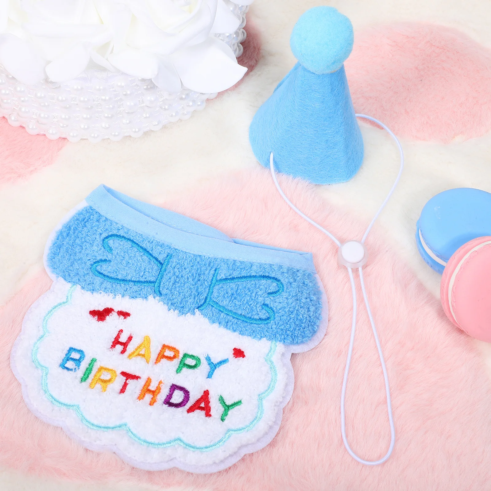 

1Set Pet Birthday Costume Hat Bib Dog Cat Outfit Adjustable Party Supplies Decorations Cat Birthday Hat Pet Party Decoration
