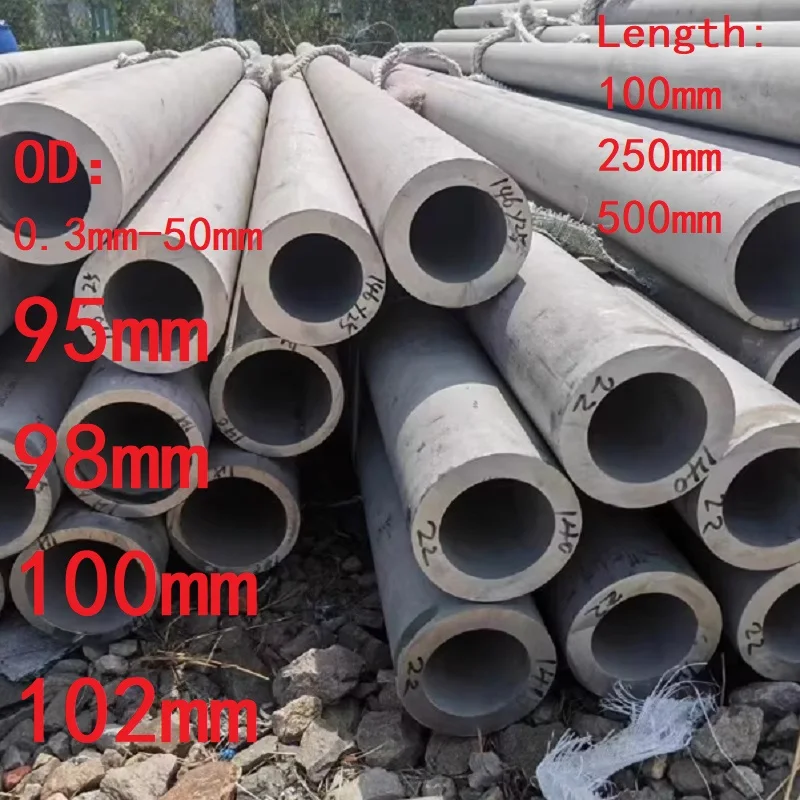1PC 304 Stainless Steel Precision Tube Pipes Large OD 0.3-50 95 98 100 102mm Length 100mm 250mm 500mm