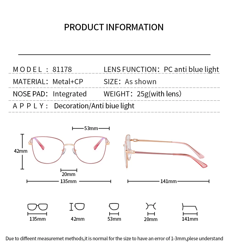 81178 Klassische Cat Eye Brillen Rahmen Weibliche Augenschutz Gläser Jugend Stil Sexy Lady Date Brillen Zubehör – Detail 9