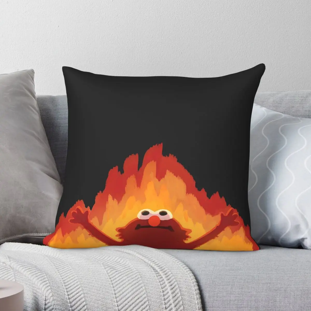 Наволочка для подушки Sesame Street Hellmo Meme, квадратная, из полиэстера, льна, бархата, с креативным декором на молнии, чехол для подушки, 45x45 см