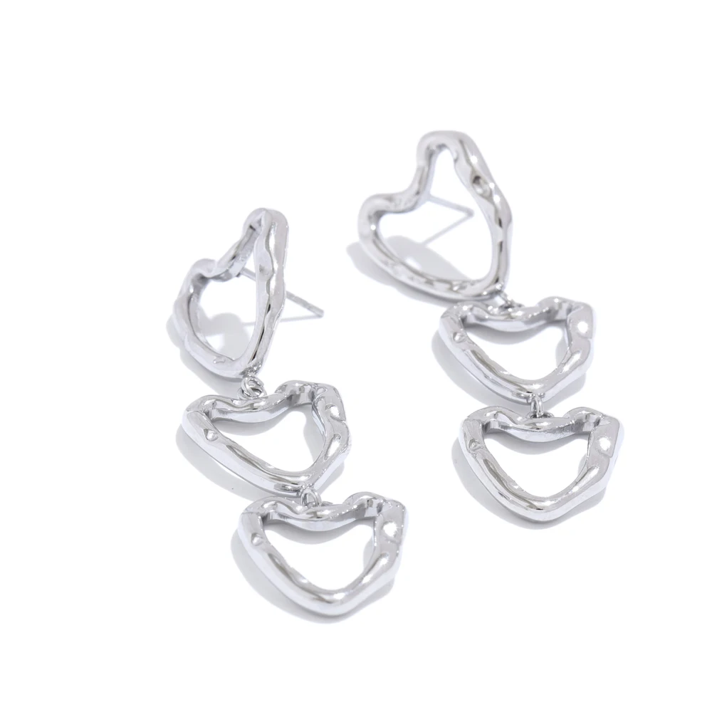 

NiNice Hypoallergenic Metal Heart Love Drop Dangle Earrings Trendy Style Platinum Plated Daily Charm Jewelry 2025