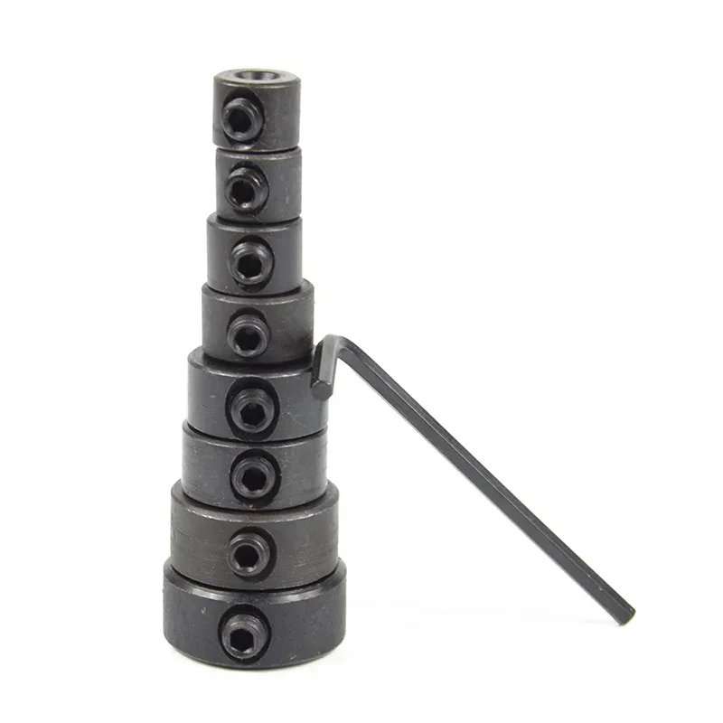 8pcs Drill Bit Depth Stop Rings - 3-16mm Adjustable Collars, Positioner, for Precision Woodworking