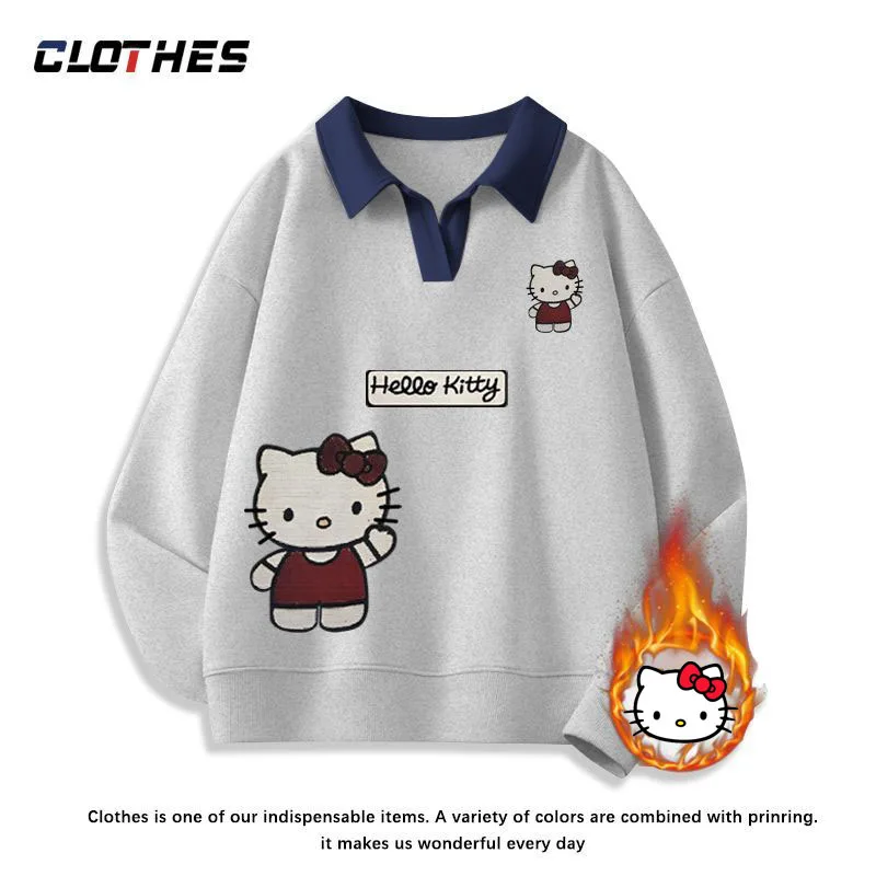 Kawaii Hello Kitty Hoodie Anime Sanrio Cartoon High Street Lose Drucke Niedliche Kapuze Weiche Bequeme Niedliche Studenten Mädchen Tops