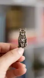 Brown Tabby Cat Enamel Pin, Gift for Cat Enthusiast