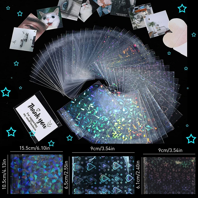 Cherryblossom Laser Flashing Card Holder Film Idol Holographic Standard KPOP Card Sleeve Ultra Cute Protector Sparkly For TCG