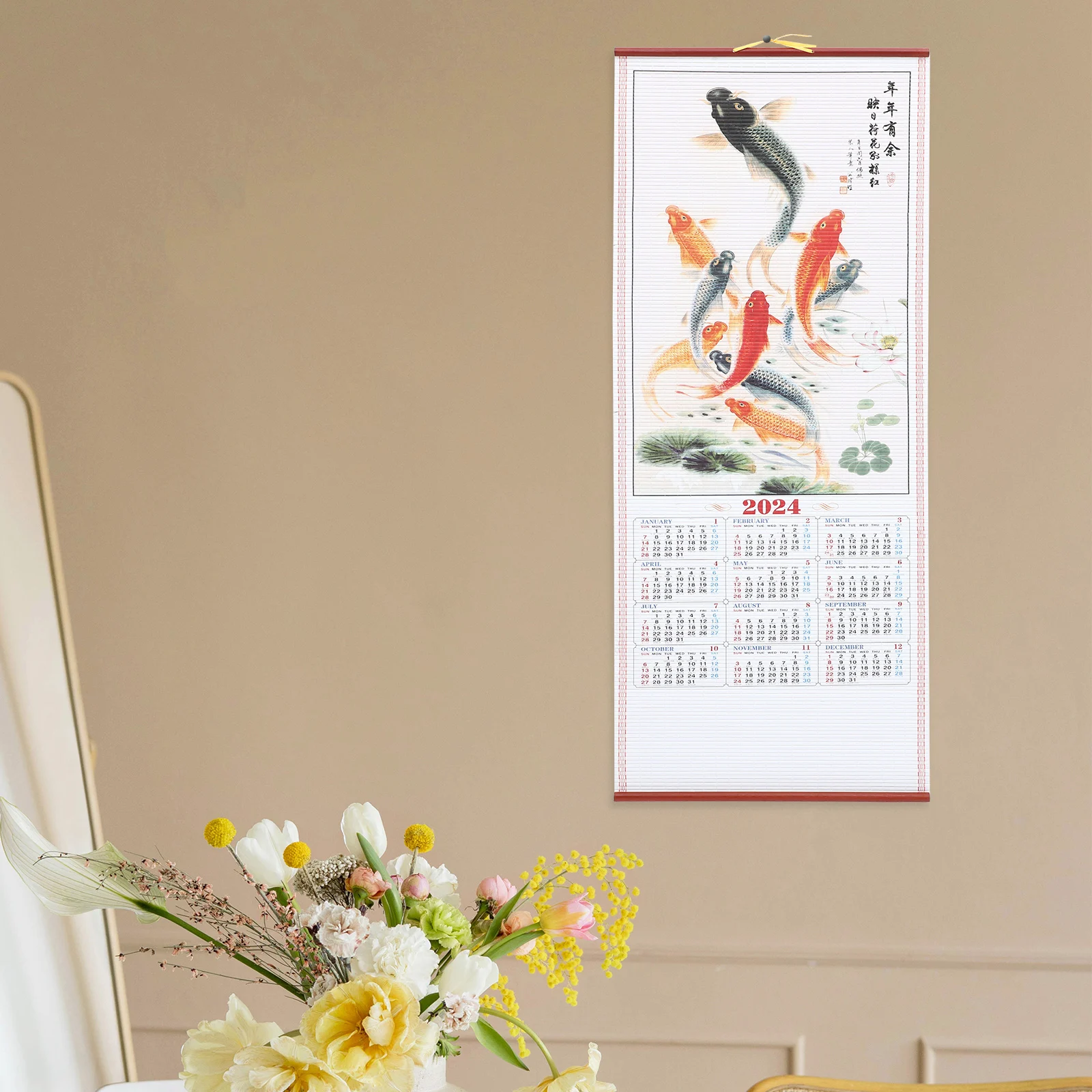 

Календарь на год Дракона на 2024, настенный декор, китайские прокрутки, подвесные новогодние комнатные художественные традиции, планировщики, бумага