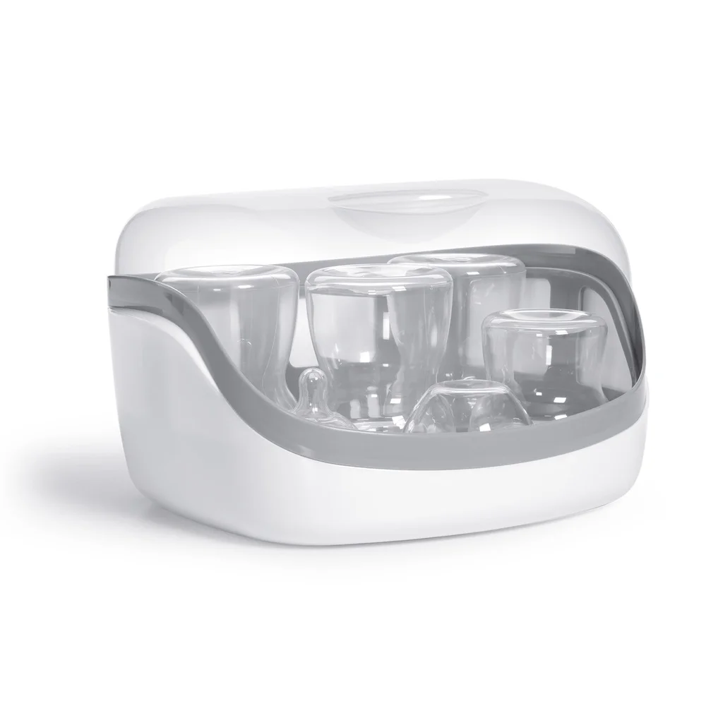 電子レンジ蒸気滅菌器 哺乳瓶 乳首 おしゃぶり 安全 BPAフリー コンパクト 使いやすいトング付属 24時間細菌保護