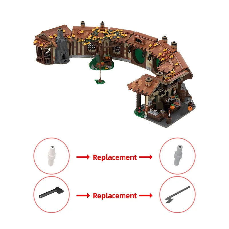 MOC The Green Dragon Inn Model Building Block Set Movie SceneGreen Dragon Inn House Architecture Bricks Leisure Toys Gift