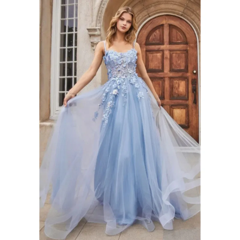 Aleeshuo Elegant Lady Organza A-Line Prom Dress Sleeveless Evening Dress Applique Spaghetti Strap Party Dress فساتين سهره فاخره