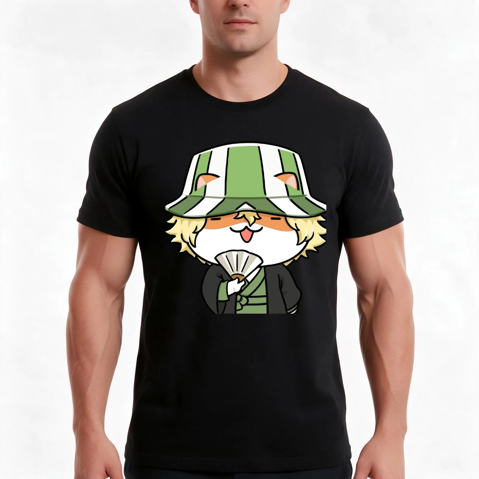 Shinigami sensei neko T-Shirt, Summer Casual Cotton Tee, Oversized Streetwear Tops, Vintage Graphic Print, Unisex Men Women