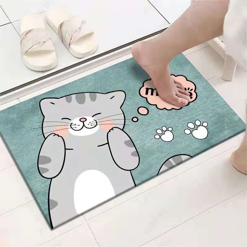 Cute Cat Deer Zebra Pattern Printed New Entrance Floor Mat Bathroom Absorbent Foot Door Mat Decoration Doormat