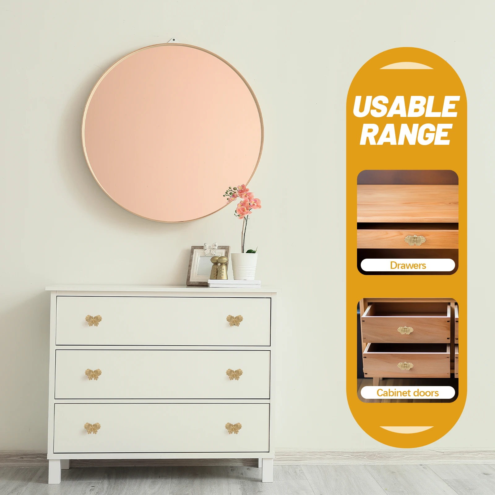 

Butterfly Shape Durable Decorative Drawer Pulls Gold Handles For Wardrobe Wine Cabinet Bedroom Kitchen Dresser Door