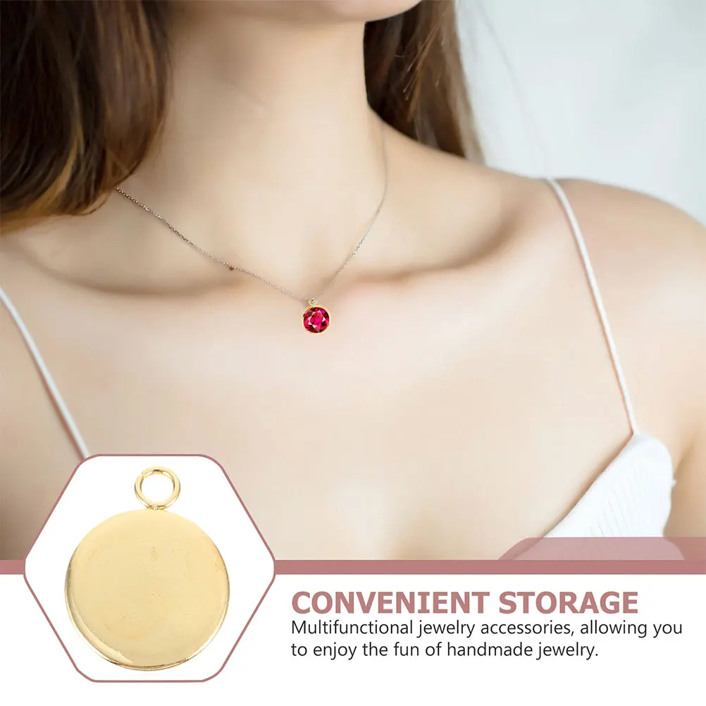 

50pcs Gemstone Base Pendant Settings Stainless Steel Round Blank Bezels Diy Jewelry Making Supplies Pendant Trays Hanging Hole