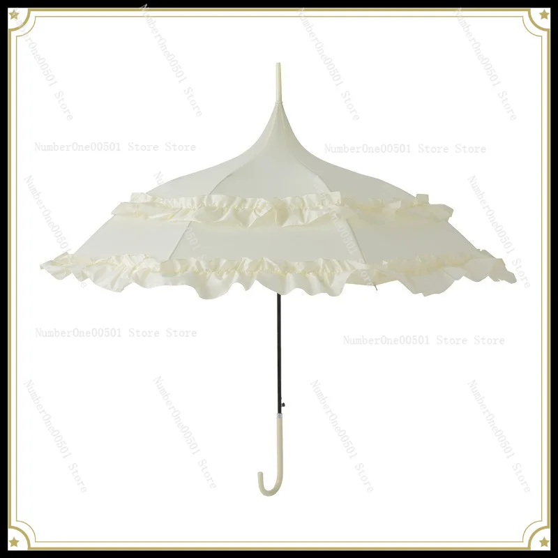 Classical pagoda umbrella princess long-handled umbrella small fresh curved handle wind-resistant umbrella