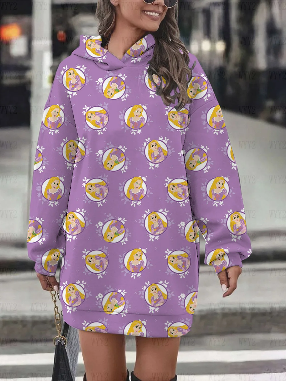 Disney Rapunzel print women's long sleeve hooded dress role play long sleeve comfortable autumn and winter sweatshirt