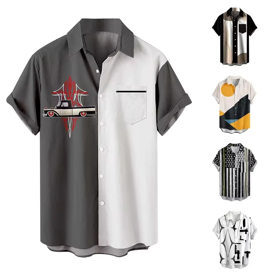 Loose Wrinkle-Free Men'S Streetwear Shirt Men'S Summer Vacation Tourism Beach Fashion Trend Leisure 3d Digital Camisas De Hombre