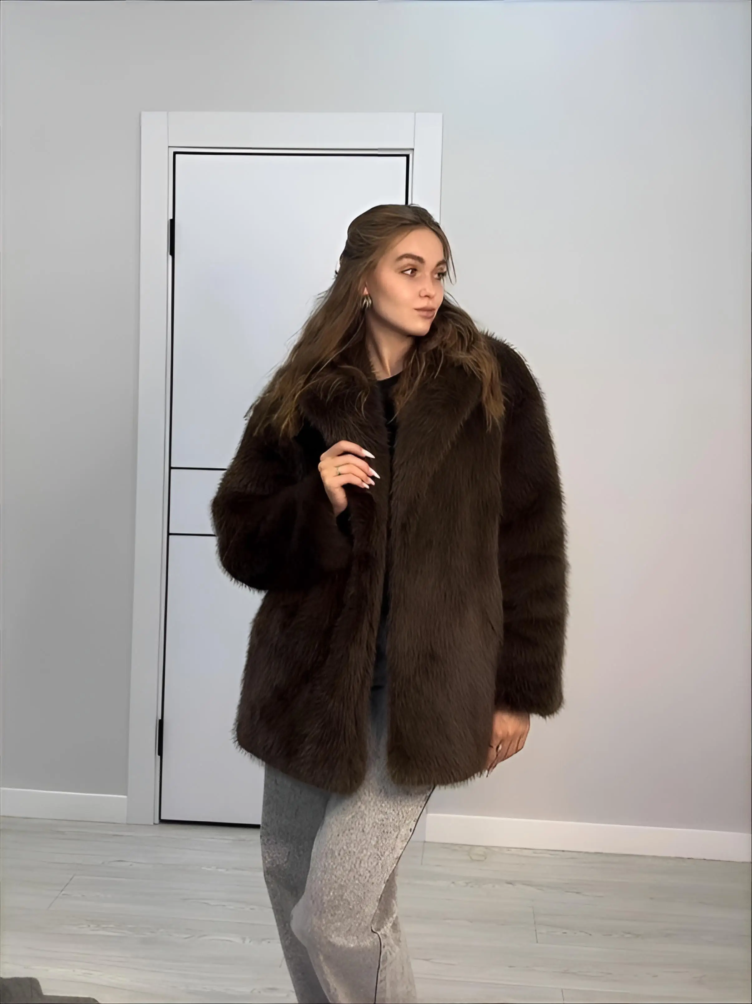 

Пальто на подкладке из искусственного меха, женское пальто в стиле эмо, техническая одежда в стиле рок для пожилых людей, нарядный вельветовый ремень с открытой спиной, регулируемые лацканы, уличная одежда, элегантность