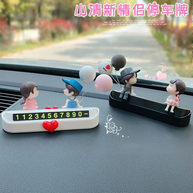 Car Interior Ornaments Accessories Moving Telephone Number Plate Decor Couple Auto Concealed Luminous Temporary Parking Card