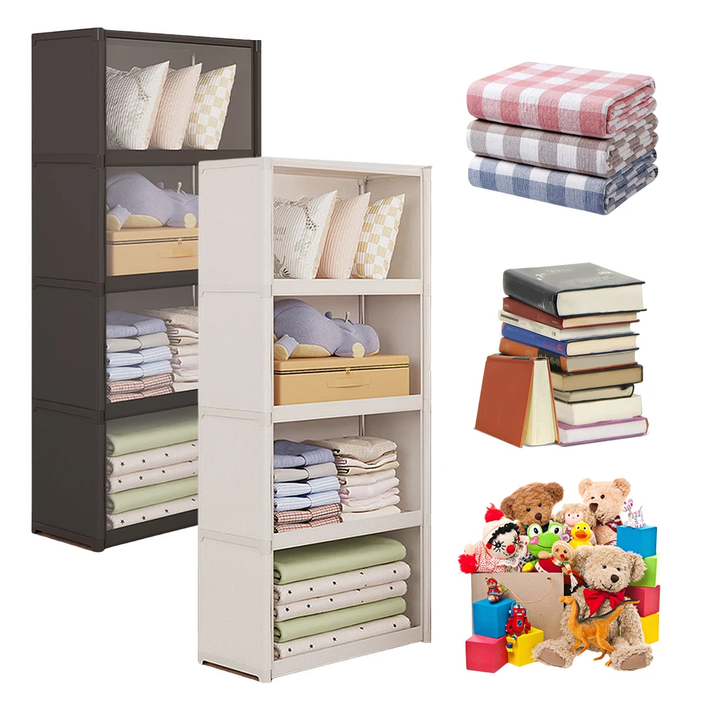 رف تخزين متعدد الطبقات، خزانة ملابس مقاومة للغبار، متعددة الوظائف مع ستائر، خزانة منظم ملابس محمولة مقاومة للغبار #1