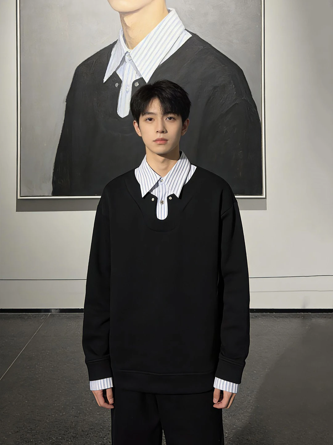 

Men's Long Sve irt American Splice Heavyweight Cleanfit oulder T-irt Spring Faion Casual Comfortable Sweatirt