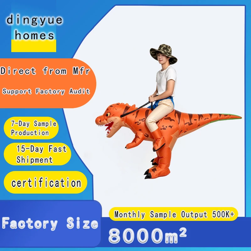 Fantasia de T-Rex insuflável para crianças, fantasia de dinossauro para usar e brincar, roupa de cosplay para o Halloween e carnaval.