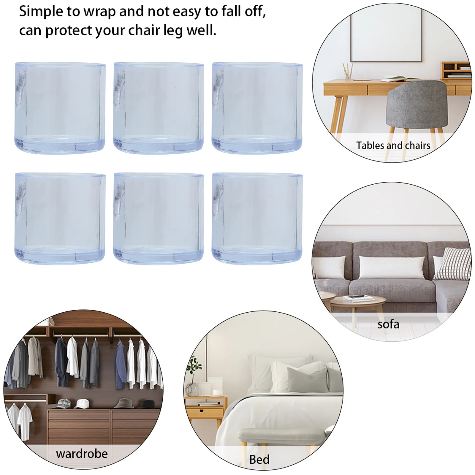 

20pcs Table Chair Leg Covers Wear-Resistant Floor Protector For Furniture Anti-Slip Foot Pads Noise Reducing Chair Leg Caps