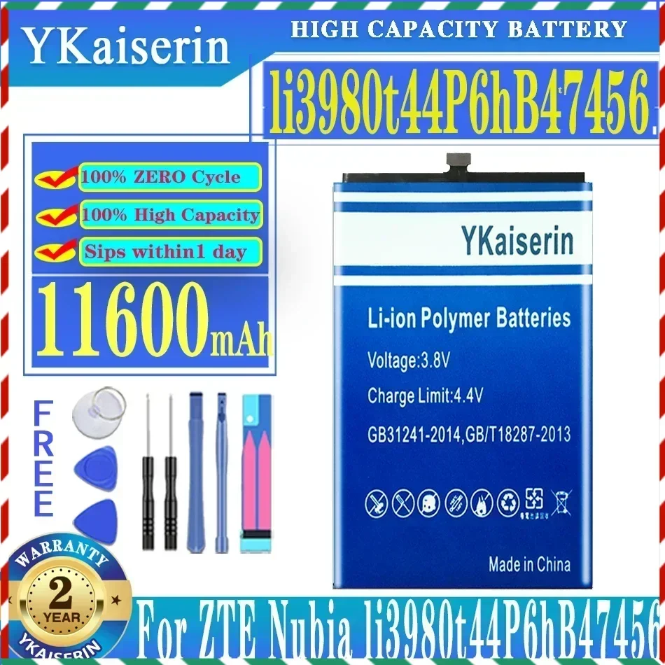 YKaiserin 11600mAh Replacement Battery For ZTE Nubia li3980t44P6hB47456 tablet