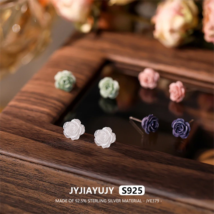 

JYJIAYUJY 100% Whole Original Sterling Silver S925 Stud Earrings In Stock 10MM Rose Fashion Jewelry Gift Daily JYE379
