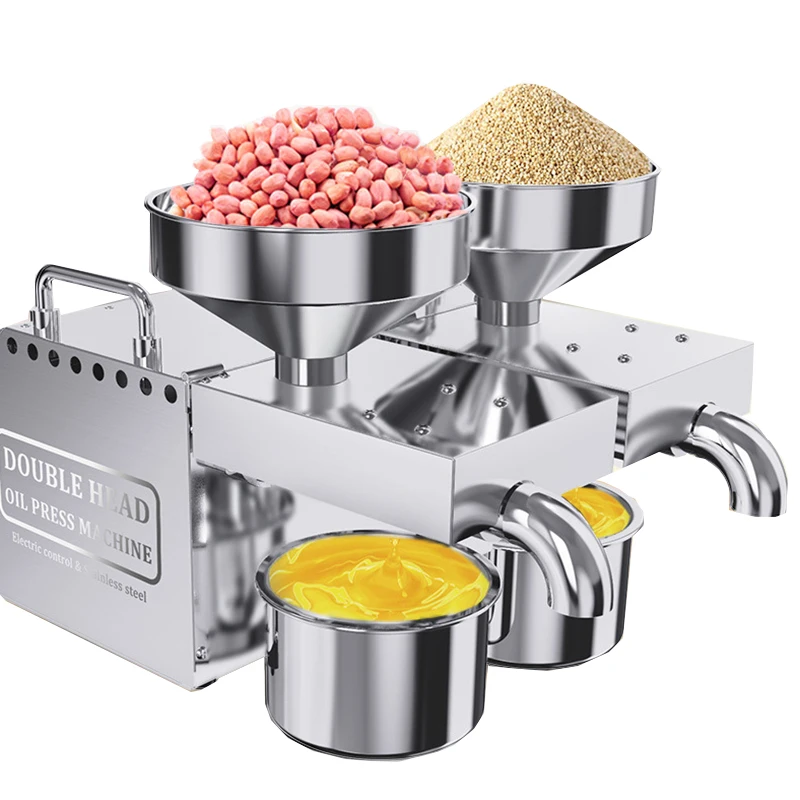 

110V/220V B02 Double Head Oil Press Stainless Steel Oil Press Flaxseed Sunflower Seed Oil Extractor