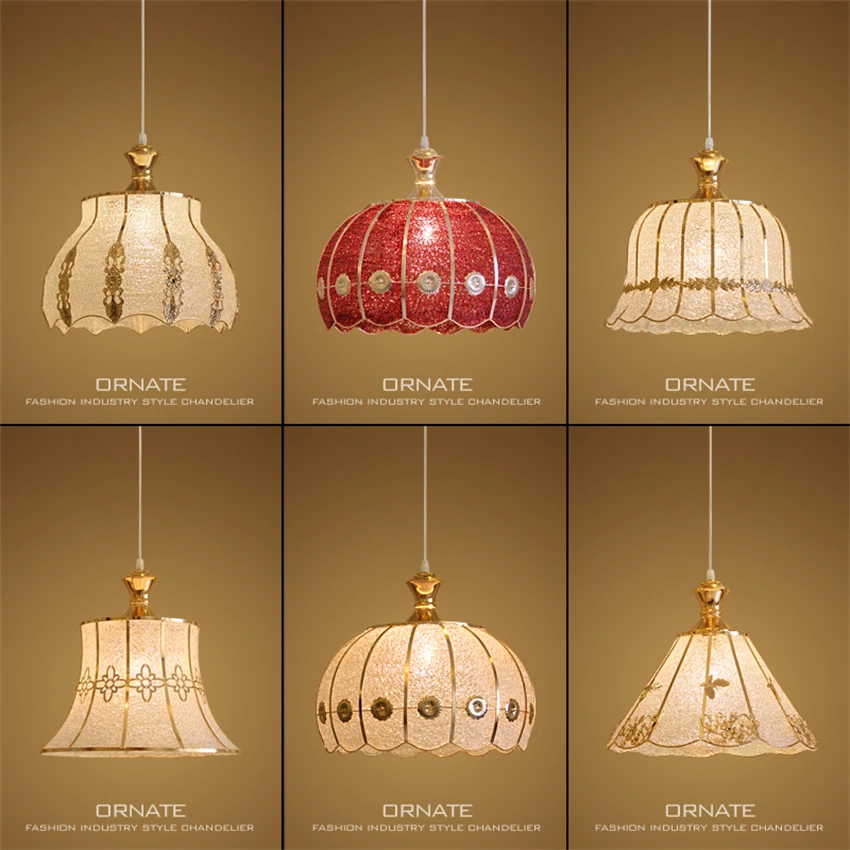 Electroplated gold single-head pendant lights European luxury vintage bedroom restaurant shop balcony pendant lamps fixtures