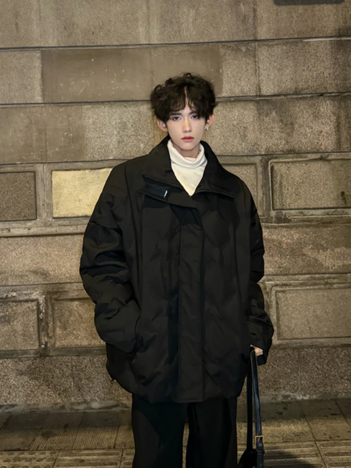 

Легкая стеганая пуховая куртка Bla с воротником-стойкой, мужская зимняя модная куртка в корейском стиле, хлопковое пальто в американском стиле, дутая куртка