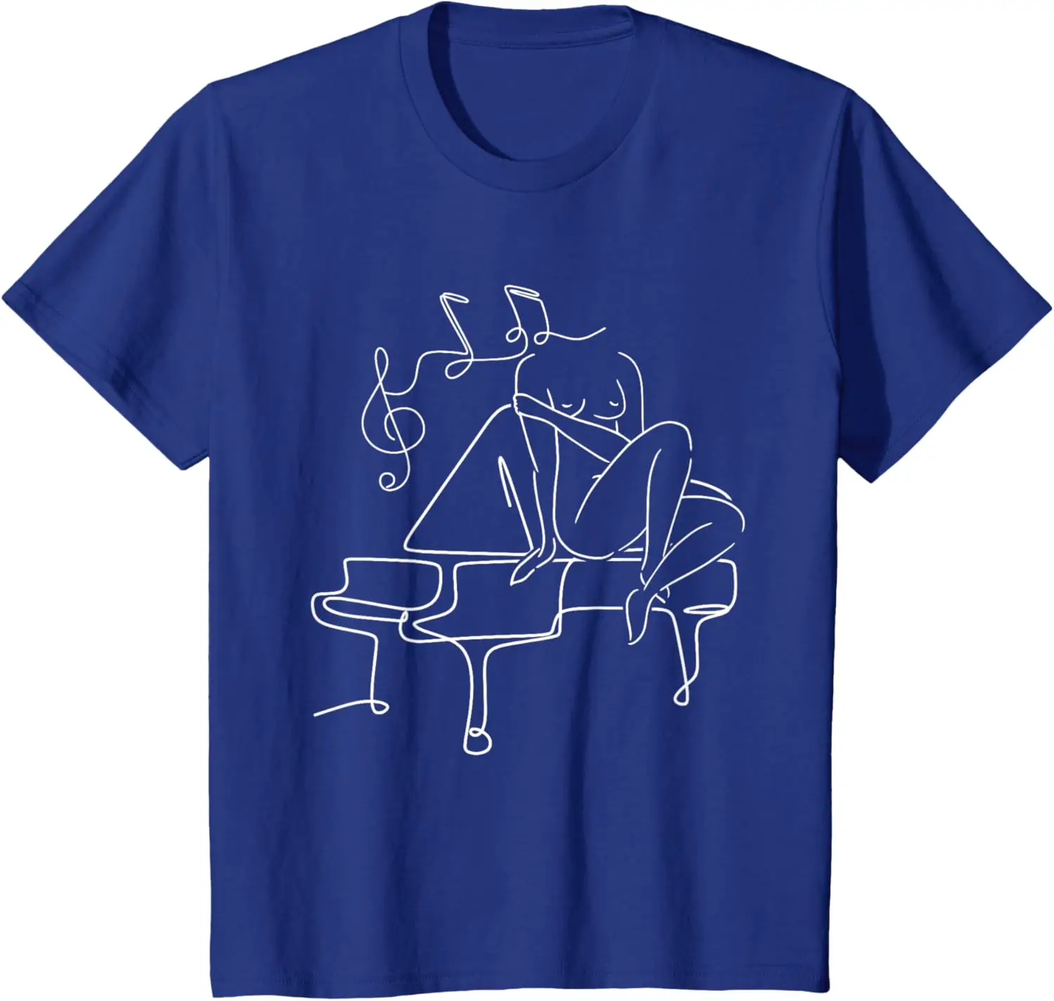 Music Line Art Piano Abstract Minimalist Cool Musician Gifts T-Shirt Cotton Casual Short Sleeve Tee Gifts for Kid Camiseta