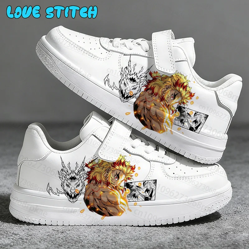 Rengoku Kyoujurou Boys Kids Casual Sneakers Non Slip Flat Walking Shoes Fashion Anime Style Daily Footwear Gift