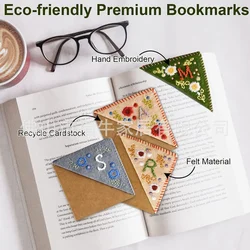 26 Letters Hand Embroidered Corner Bookmarks Felt Triangle Label Bookmarks Student Bookmarks Stationery Office Supplies