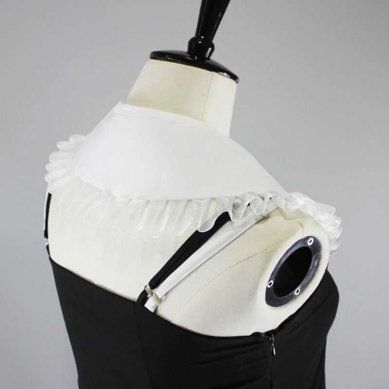 Women Detachable Fake Collar, Organza Ruffled Peter Pan Collar With Pearl Button, Decorative False Collar For Shirts Sweaters view 4
