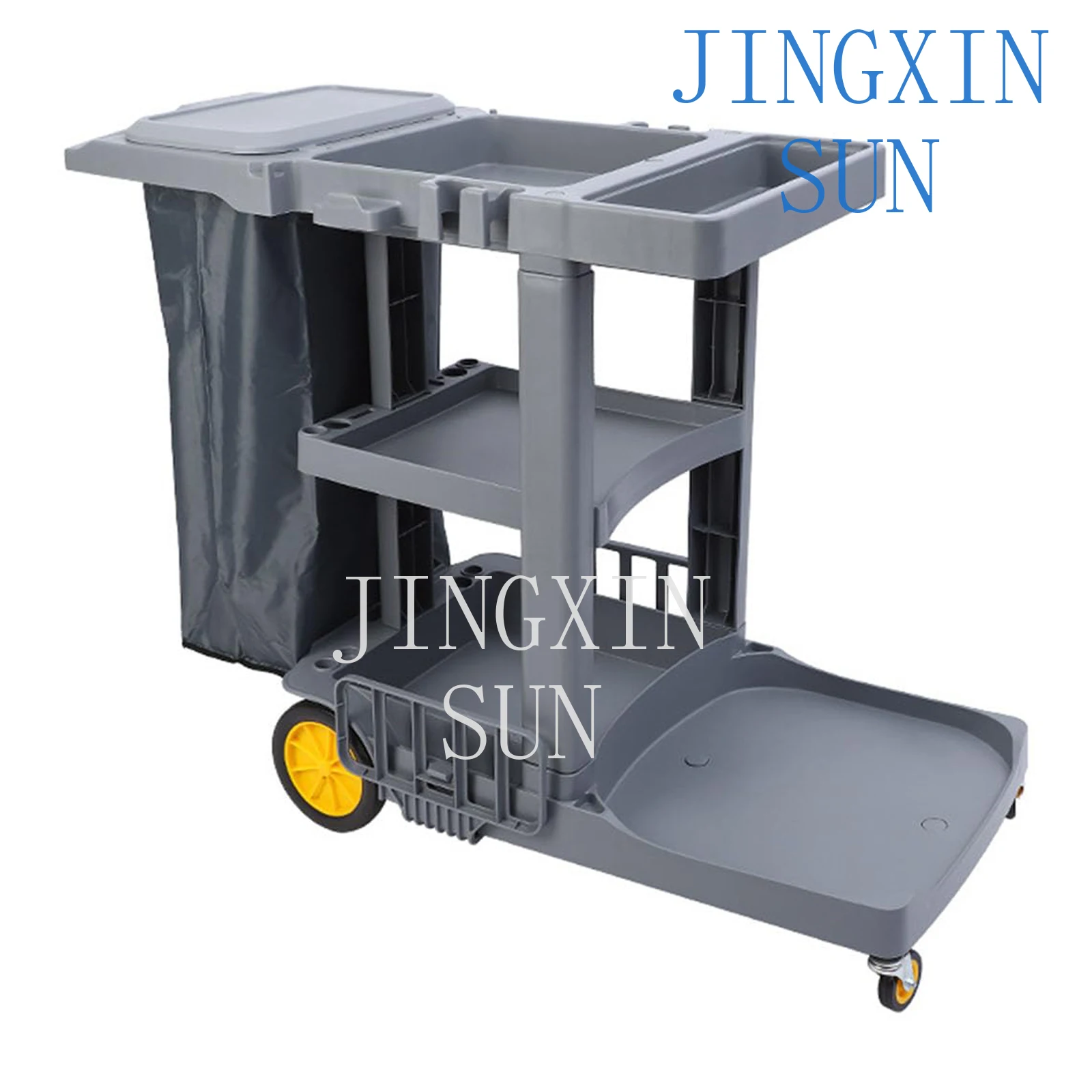 Gray Janitor Multi-Purpose Cart Plastic Service Function Kitchen Bathroom Living Room Travel Friendly Food Tools