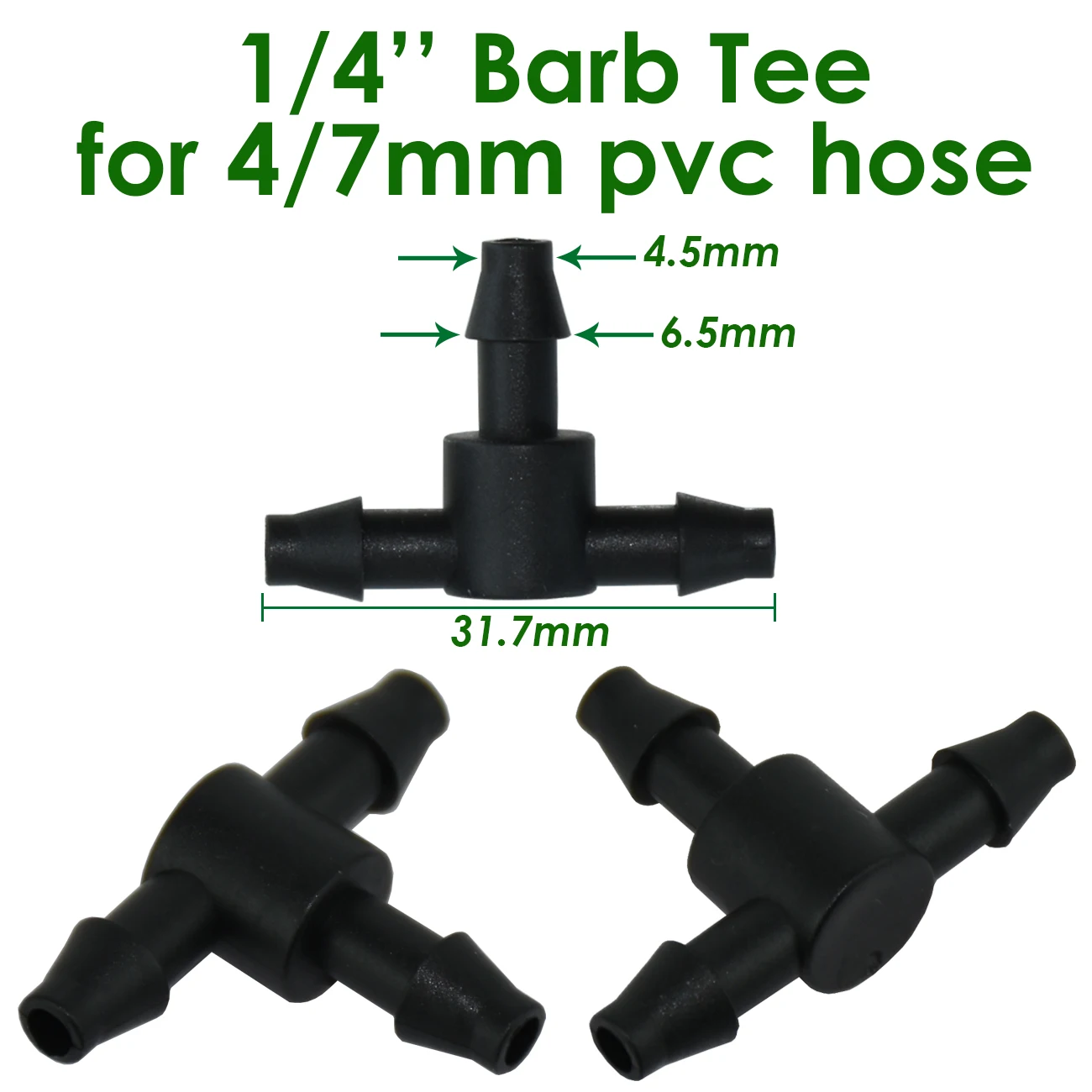 KESLA 50pcs Garden Tee Connector 4/7mm 1/4'' Hose Pipe Water Tubing Barb Hose Fitting Drip Irrigation Adapter Coupling Repair