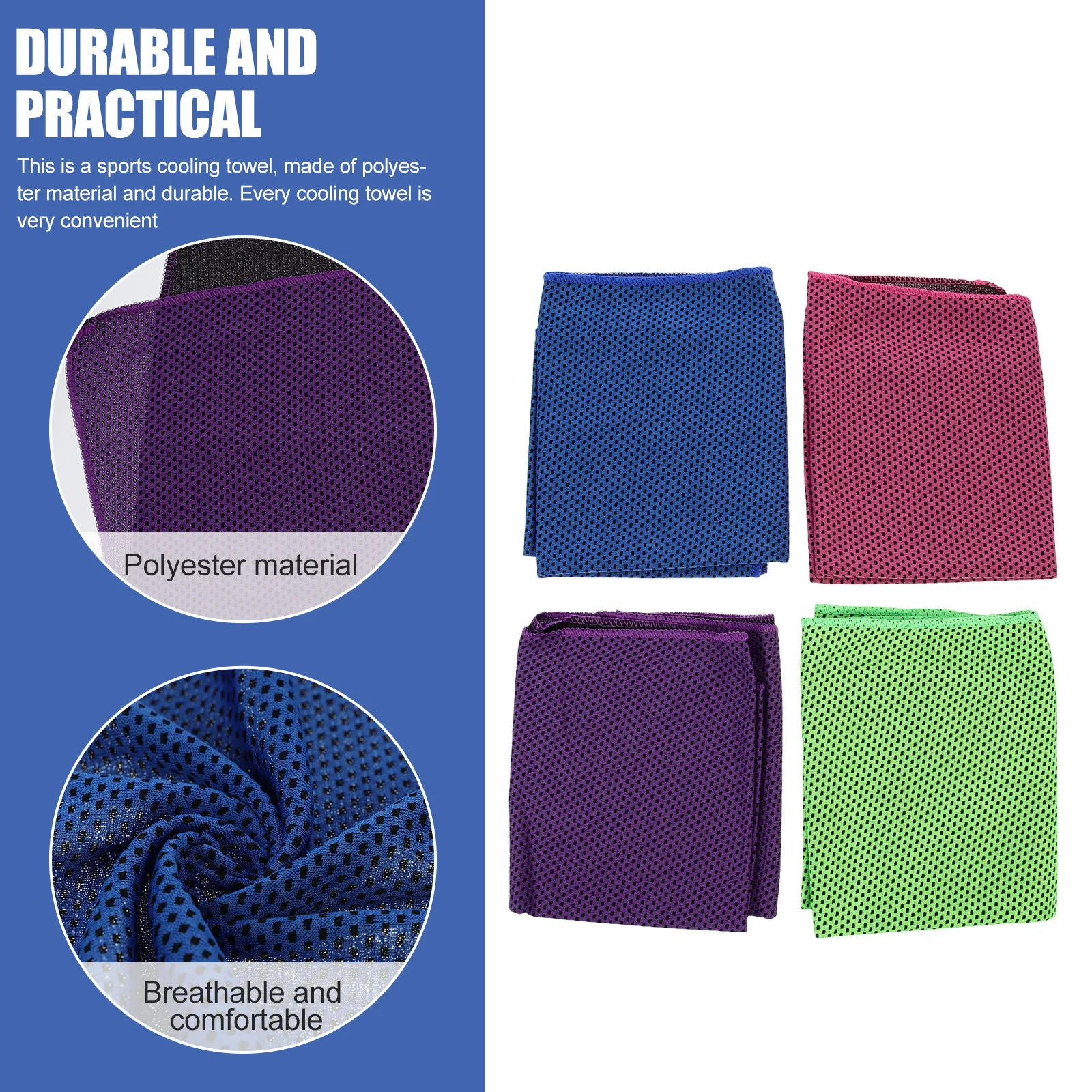 4Pcs Multi-Functional Cooling Towels Ice-Cool Breathable Polyester Sports Towels for Workout Running Cycling Hiking Climbing