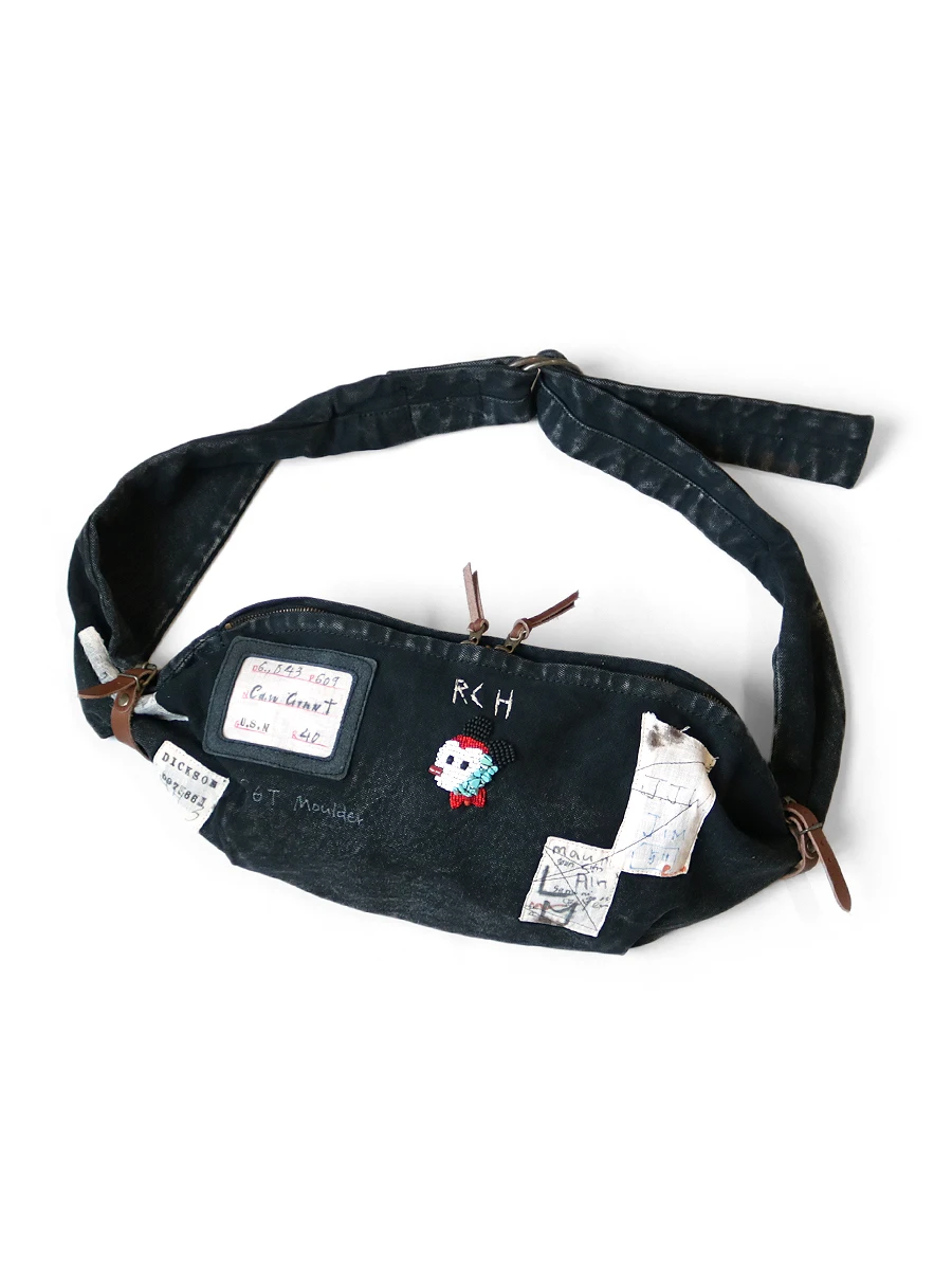 

Retro Kapital Canvas oulder Crossbody Bag Leisure Worn out Small Wanderer Bag Casual Sle Zipper Closure Animal Pattern