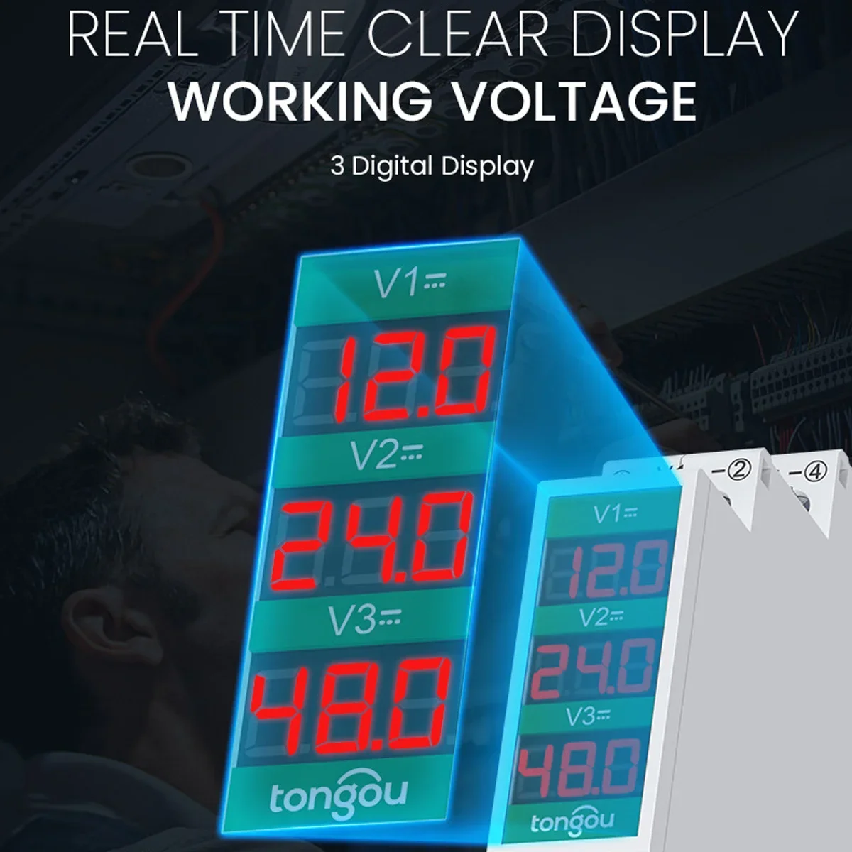 Single/ Dual/ Triple Ways Din Rail Mount Voltage Meter DC 11-310V High Precision Cold and Heat Resistant Mini Modular Voltmeter