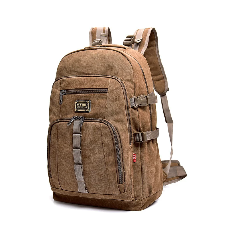 Large Capacity Canvas Men's Backpack Outdoor Travel Mountaineering Bag Male Fashion Laptop Bag Sports Students School Bag