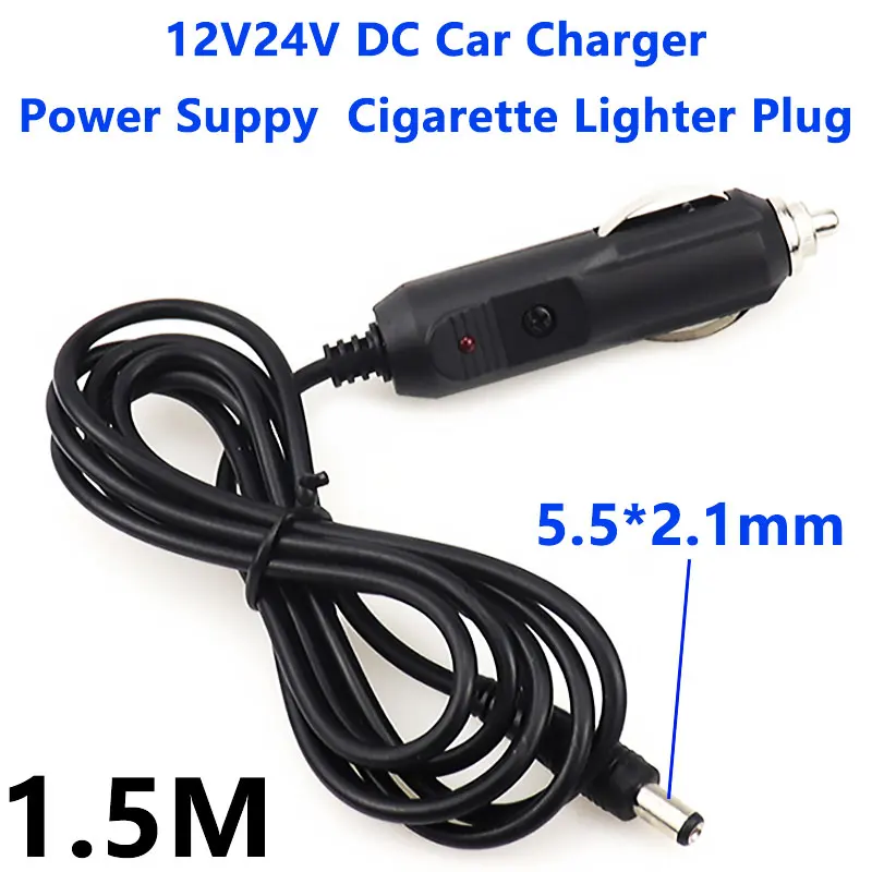 

12V24V DC Car Charger Power Suppy Cable Cord Cigarette Lighter Plug 5.5mm x 2.1mm Auto Accessories