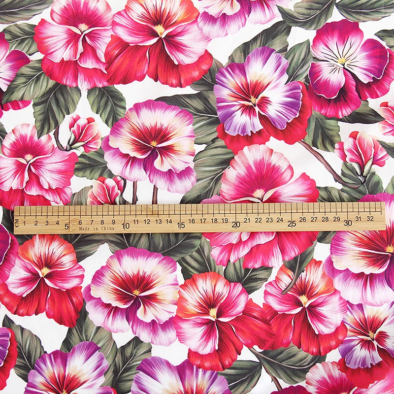 Spring and summer new European and American brand violet flower cotton digital printing clothing handmade diy fabric