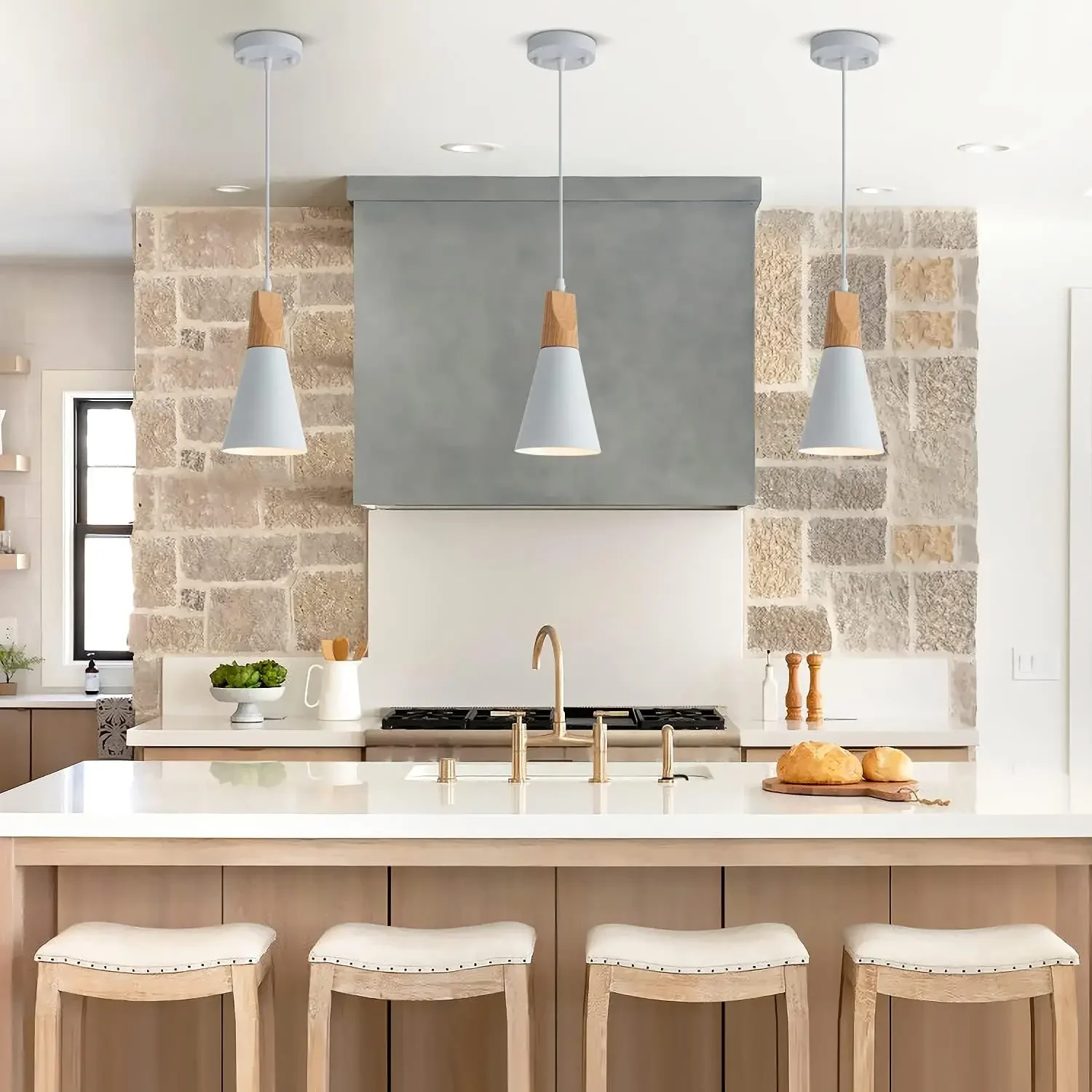 Wood Pendant Lighting for Kitchen Island Nordic Pendant Light Minimalist Hanging Light for Dining Room Kitchen Sink