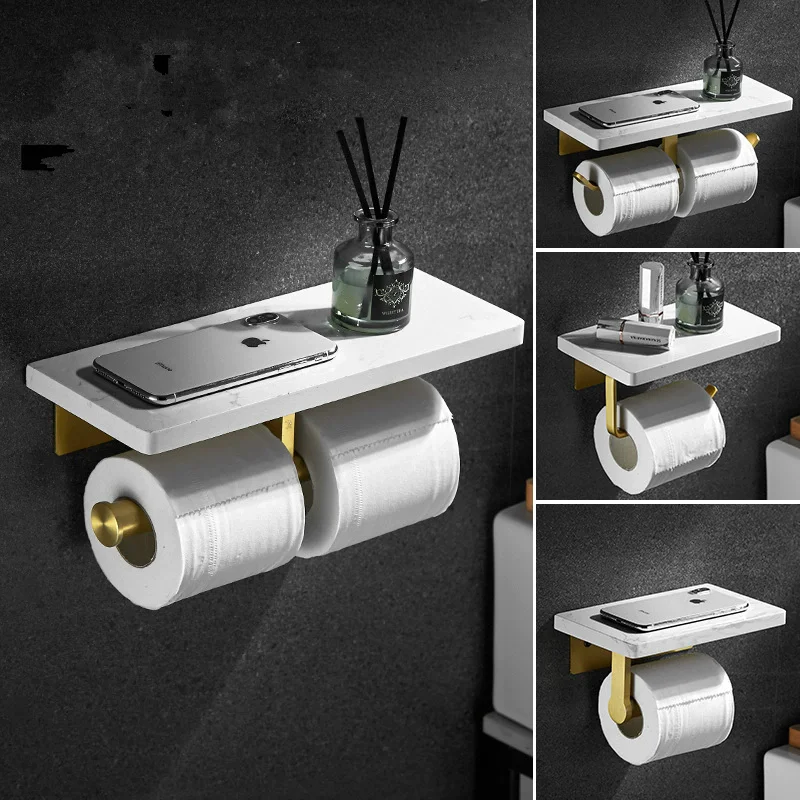 

Белый мраморный держатель для бумаги в ванной комнате с держателем для телефона Матовый золотой держатель для рулона бумаги Держатель для салфеток Держатель для туалетной бумаги