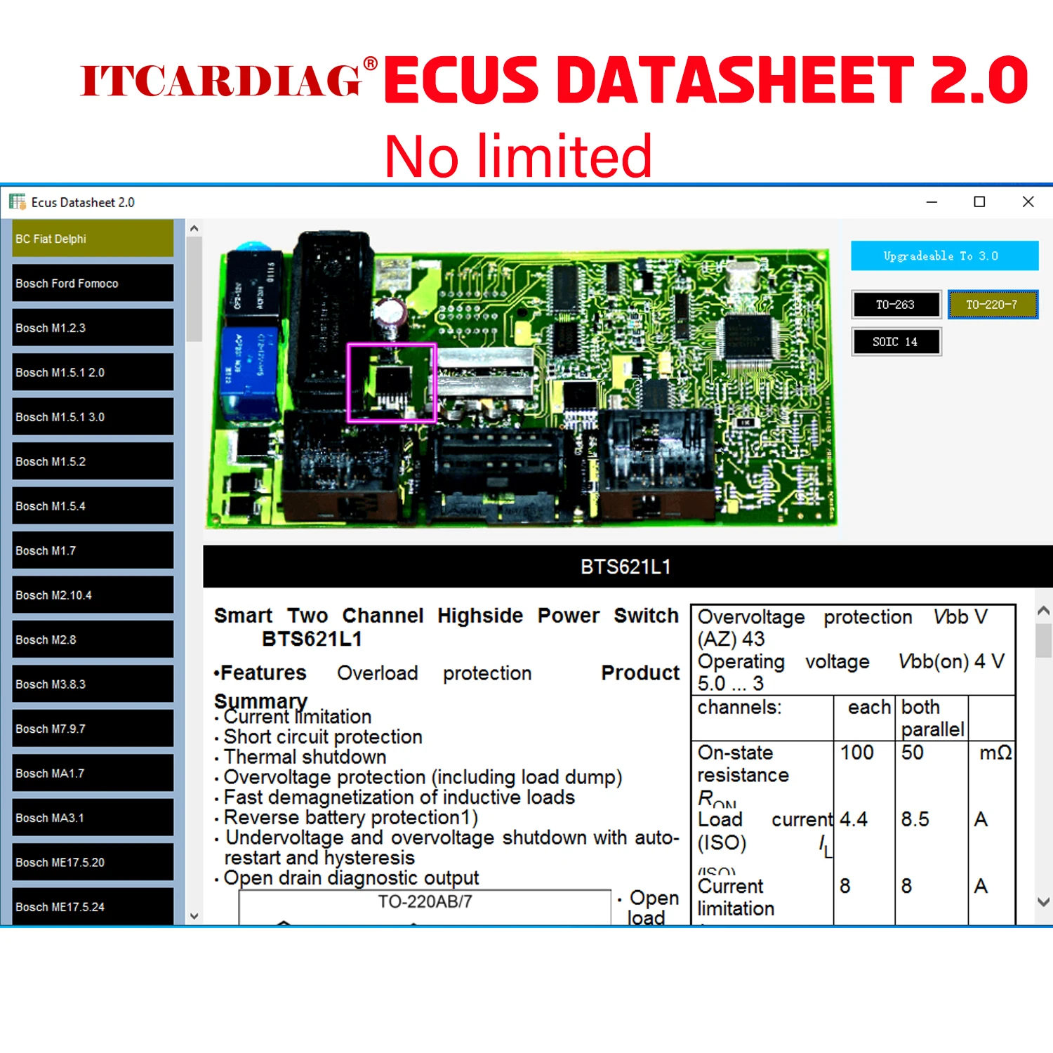 Ecus Datasheet 2.0 ECU Repair Software PCB Schematics with Electronic Components of Car ECUs and Additional Information